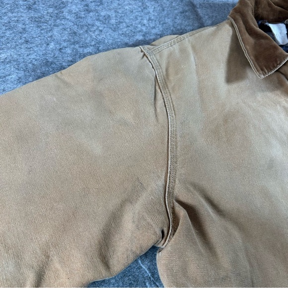 Vintage Carhartt Detroit Jacket Men Medium Tan Workwear Canvas 100 Years Blanket - Picture 6 of 12
